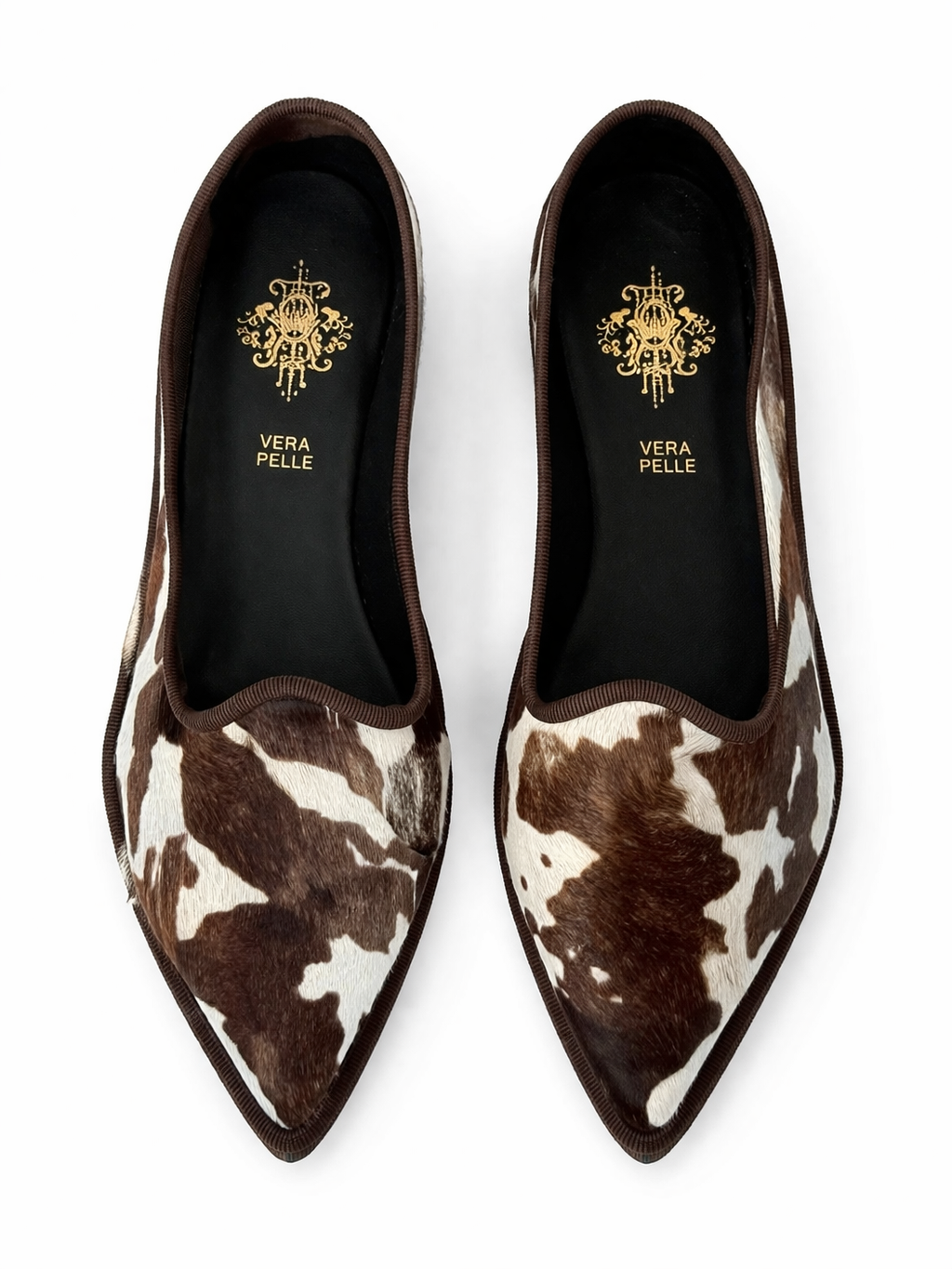 ANOUK - Friulane Mucca brown and white ballerina slippers