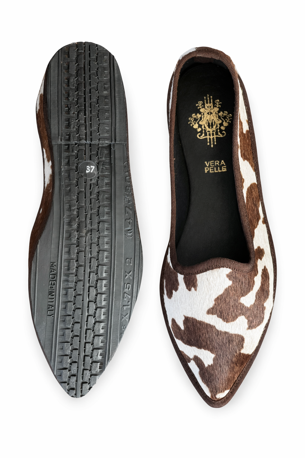 ANOUK - Friulane Mucca brown and white ballerina slippers